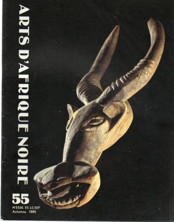 First  cover of 'ARTS D'AFRIQUE NOIRE. NO. 55 AUTOMME (1985). [Magazine]. Text: French.'