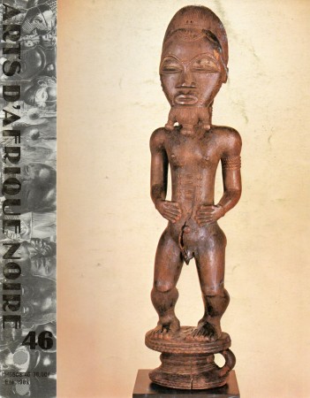 First  cover of 'ARTS D'AFRIQUE NOIRE. NO. 46  ETÉ (1983). [MAGAZINE]. TEXT: FRENCH.'