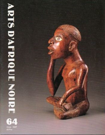 First  cover of 'ARTS D'AFRIQUE NOIRE. NO. 64  HIVER (1987). [MAGAZINE]. TEXT: FRENCH.'