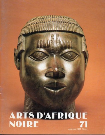 First  cover of 'ARTS D'AFRIQUE NOIRE. NO. 71 AUTOMNE (1989). [MAGAZINE]. TEXT: FRENCH.'