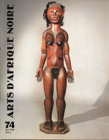 First  cover of 'ARTS D'AFRIQUE NOIRE. NO. 74 HIVER (1989). [MAGAZINE]. TEXT: FRENCH.'