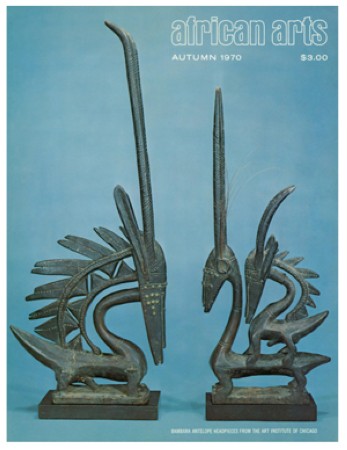 First  cover of 'AFRICAN ARTS. AUTUMN 1970. VOLUME IV, NUMBER 1. [MAGAZINE].'
