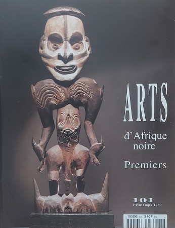 First  cover of 'ARTS D'AFRIQUE NOIRE, ARTS PREMIERS NO. 101 Printemps 1997 [MAGAZINE]. TEXT: FRENCH.'